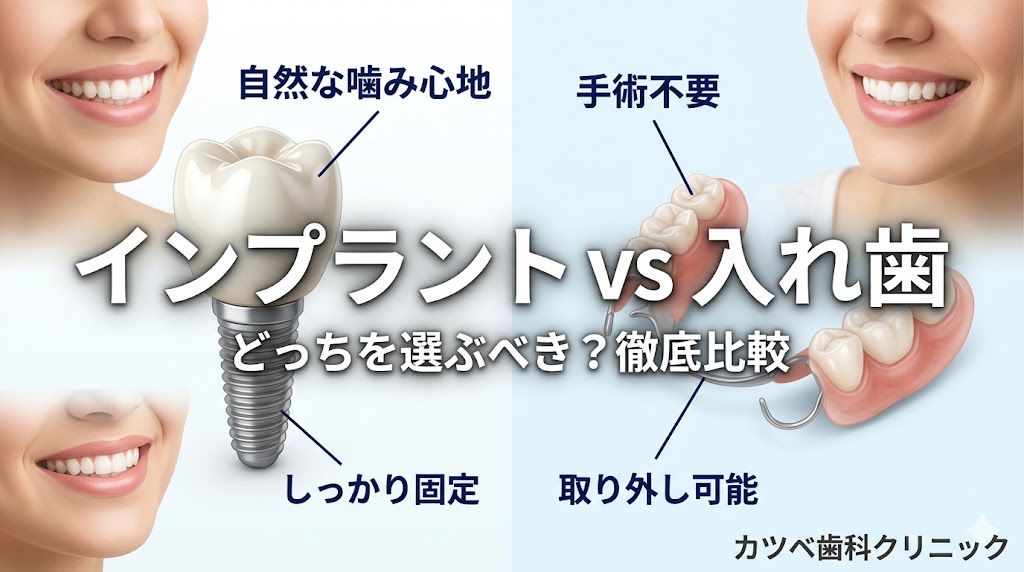 インプラントと入れ歯はどちらがいい？メリット・デメリットを解説